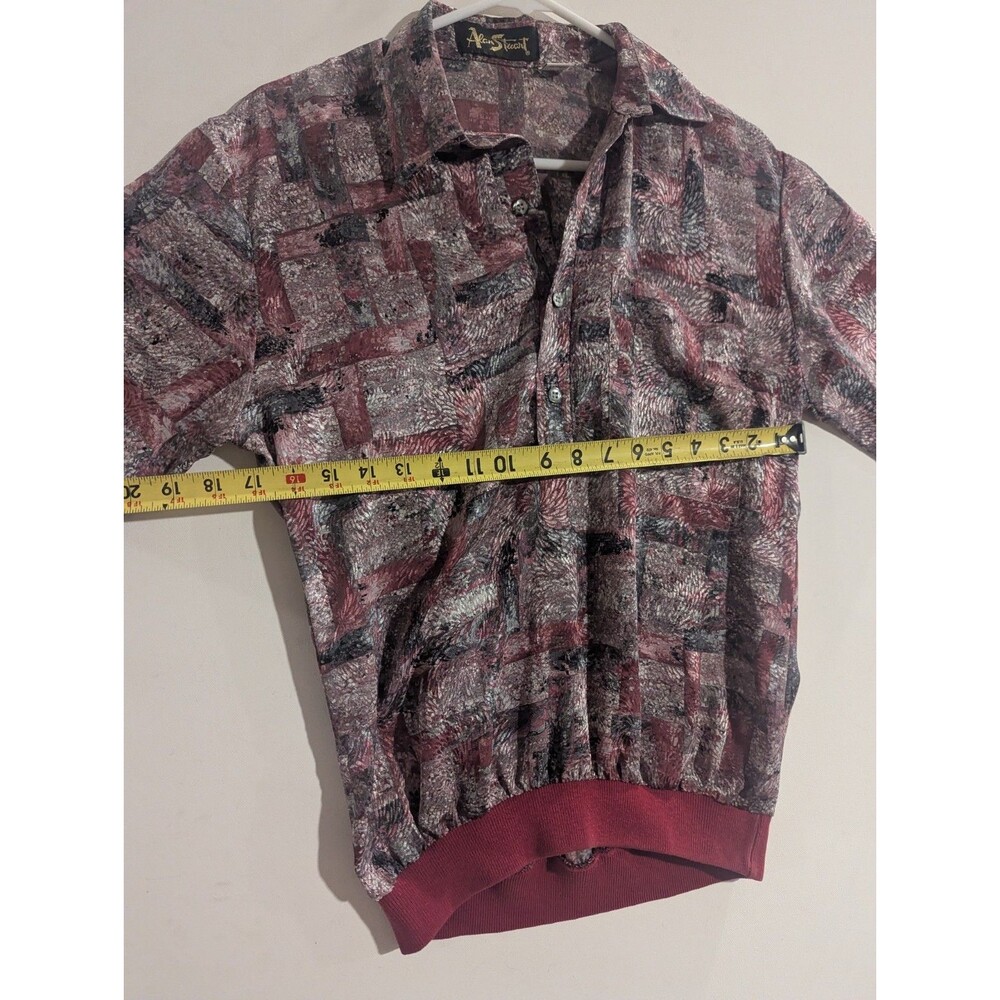 Vintage 80s Alan Stuart Banded Bottom Shirt | Abstract Geometric | Size Small - Picture 7 of 8